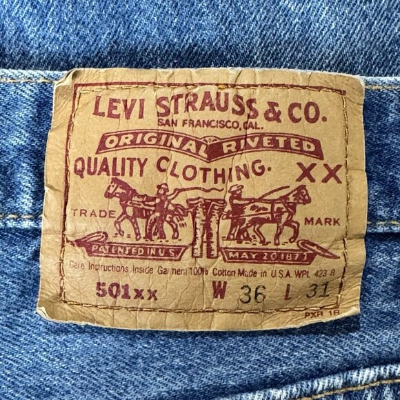 VTG Levis 501xx Jeans Mens 36x31 Blue Vintage 1990s Made in USA Denim Button Fly - Picture 4 of 11